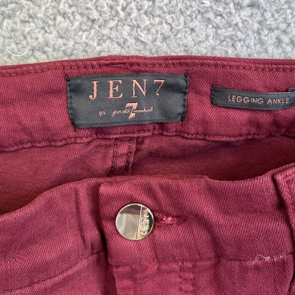 Jen7 by 7 For All Mankind Legging Ankle Womens Sz 14 Burgundy 32x27 - Picture 2 of 7
